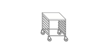 Carrello inox con piano di appoggio per n.  8 teglie GN 2/1 - ZeroInox