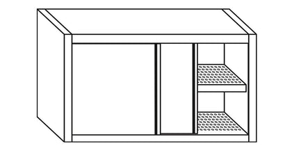 Pensile con porte scorrevoli e 1 ripiano con sgocciolatoio - ZeroInox