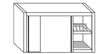 Pensile con porte scorrevoli e 1 ripiano scolapiatti - ZeroInox
