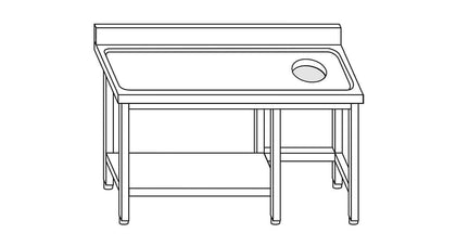 Tavolo cernita con foro DX/SX - ZeroInox